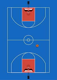 Blue basketball court illustration, flat lay design
