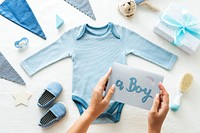 Flat lay of baby shower