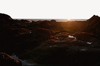 Natural beach sunset, border background   image