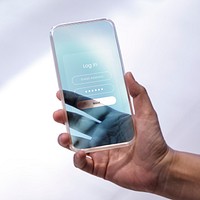 Future tech phone screen mockup transparent shell psd