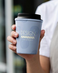 Blue coffee cup mockup, for to go psd