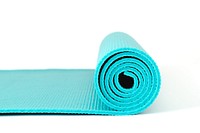 Closeup of teal yoga mat.