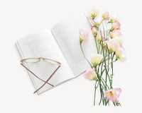 Book and flower, isolated image