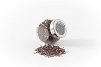 Loose leaf blueberry tea in jar.