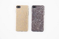 Two glitter iPhone 7 cases with geometric line patterns
