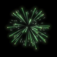 Green firework collage element psd