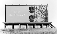 Retro billboard mockup, editable design psd