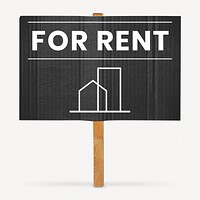 For rent sign mockup, editable design psd