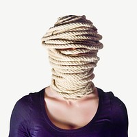 Woman wrapped in rope   collage element psd