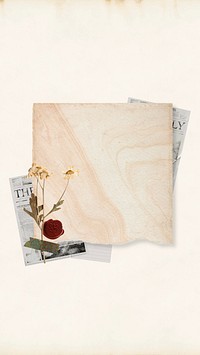 iPhone wallpaper aesthetic vintage scrapbook collage, beige background