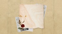 Desktop wallpaper aesthetic vintage scrapbook collage, beige background