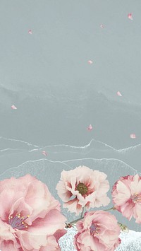 Peony flower, ocean iPhone wallpaper