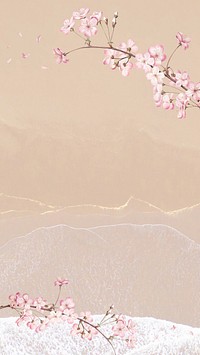 Vintage flower illustration, beach iPhone wallpaper