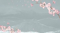 Sakura branch, green desktop wallpaper