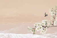 White flower vintage illustration background