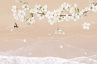 White flower vintage illustration background