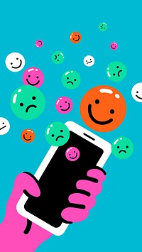 Funky emoticon iPhone wallpaper, colorful design