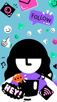 Internet lifestyle illustration iPhone wallpaper, colorful design