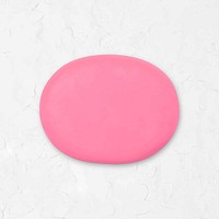 Pink round shape clay badge collage element vector