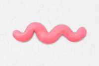 Pink clay textured squiggly shape collage element vector