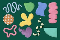 Colorful irregular shape clay set collage element psd