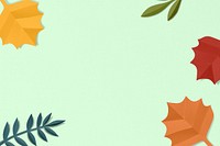 Green paper craft leaf frame background