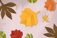 Pink paper craft leaf background