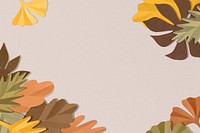 Brown paper craft leaf frame background