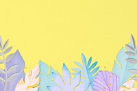 Yellow paper craft leaf border background