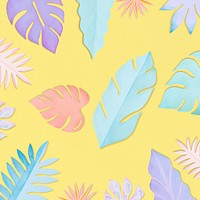 Yellow paper craft leaf background