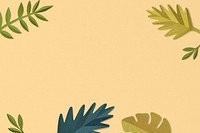 Beige paper craft leaf frame background