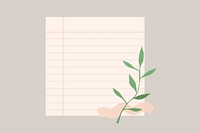 Note pad with cute plant doodles on simple background