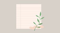 Earth tone desktop wallpaper, paper note with cute doodles on pastel background