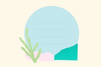 Circle paper note with cute illustration on simple background