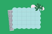 Grid paper with colorful doodles on simple background