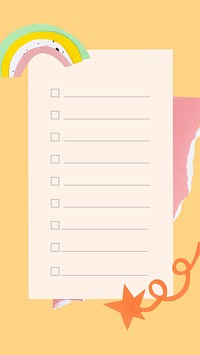 Colorful phone wallpaper, white paper note on yellow simple background