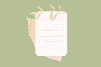 Note pad with cute plant doodles on simple background