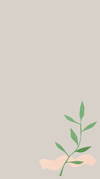 Simple mobile wallpaper, plant doodle on earth tone background