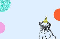 Birthday pug, blue background image