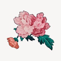 Pink vintage peony painting psd