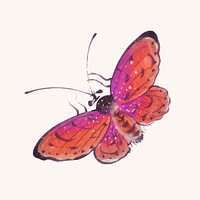 Vintage butterfly collage element vector