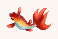 Vintage fish illustration, collage element vector