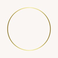 Golden round frame collage element vector