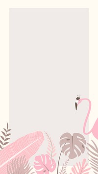 Pink flamingo frame iPhone wallpaper, beige design