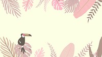 Pink tropical botanical desktop wallpaper, cream design