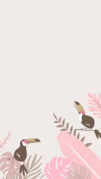 Pastel tropical bird iPhone wallpaper, beige design