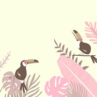 Pastel pink botanical bird border, cream design