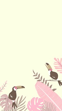 Pastel tropical bird iPhone wallpaper, cream design