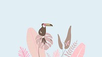 Pink tropical bird desktop wallpaper, blue design