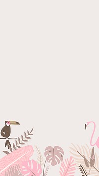 Pastel tropical bird iPhone wallpaper, beige design